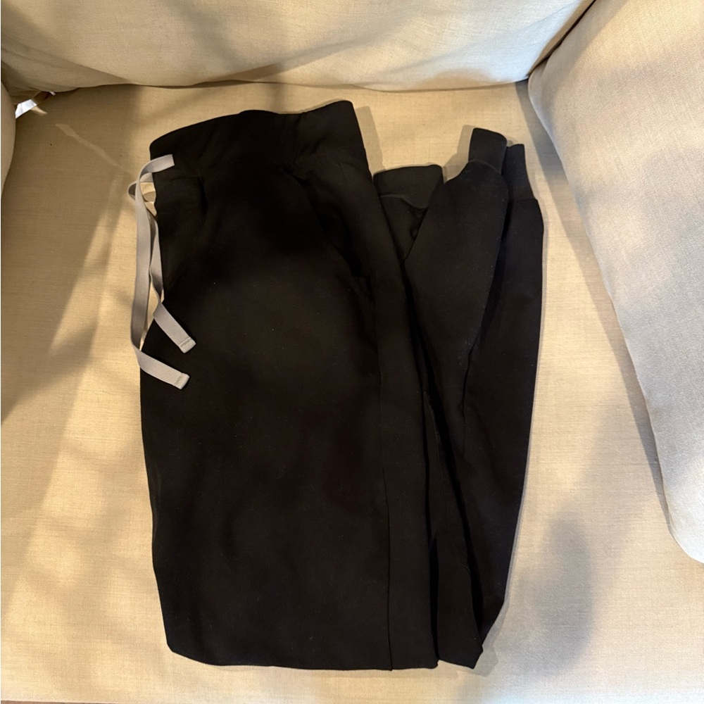 Black Jogger Pants with White Drawstring
